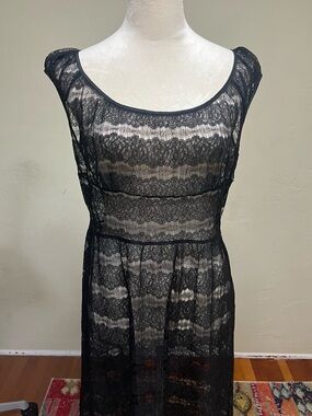 Betsey Johnson vintage black lace milkmaid dress